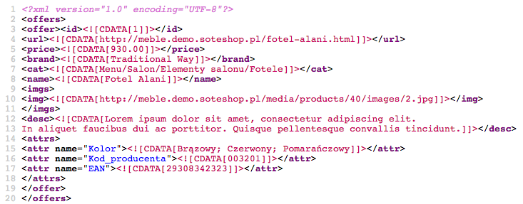 Próbka pliku xml z ofertą Homebook ze sklepu internetowego